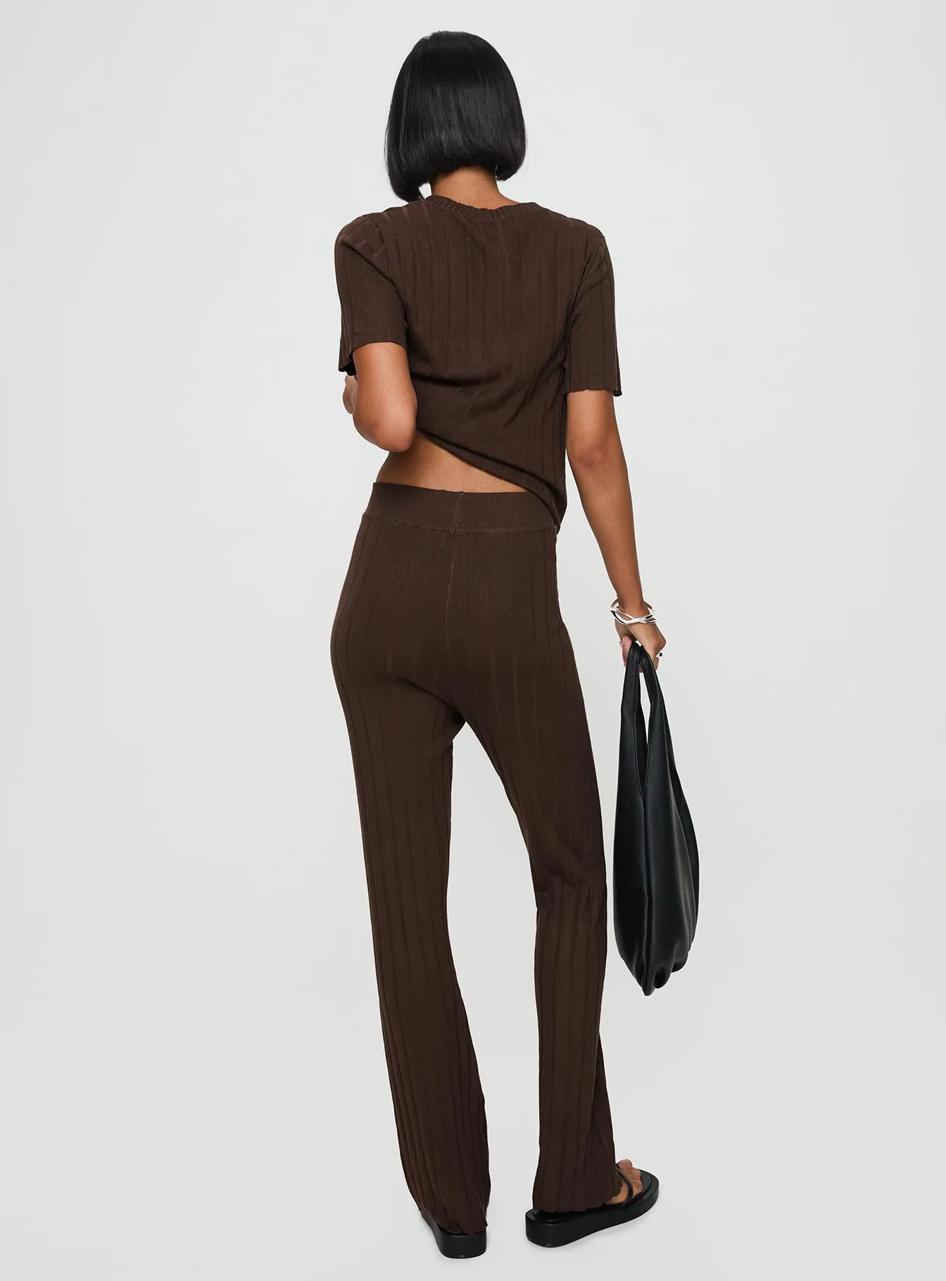 Palomia Ribbed Pants Chocolate sold by Princess Polly product image thumbnail 5