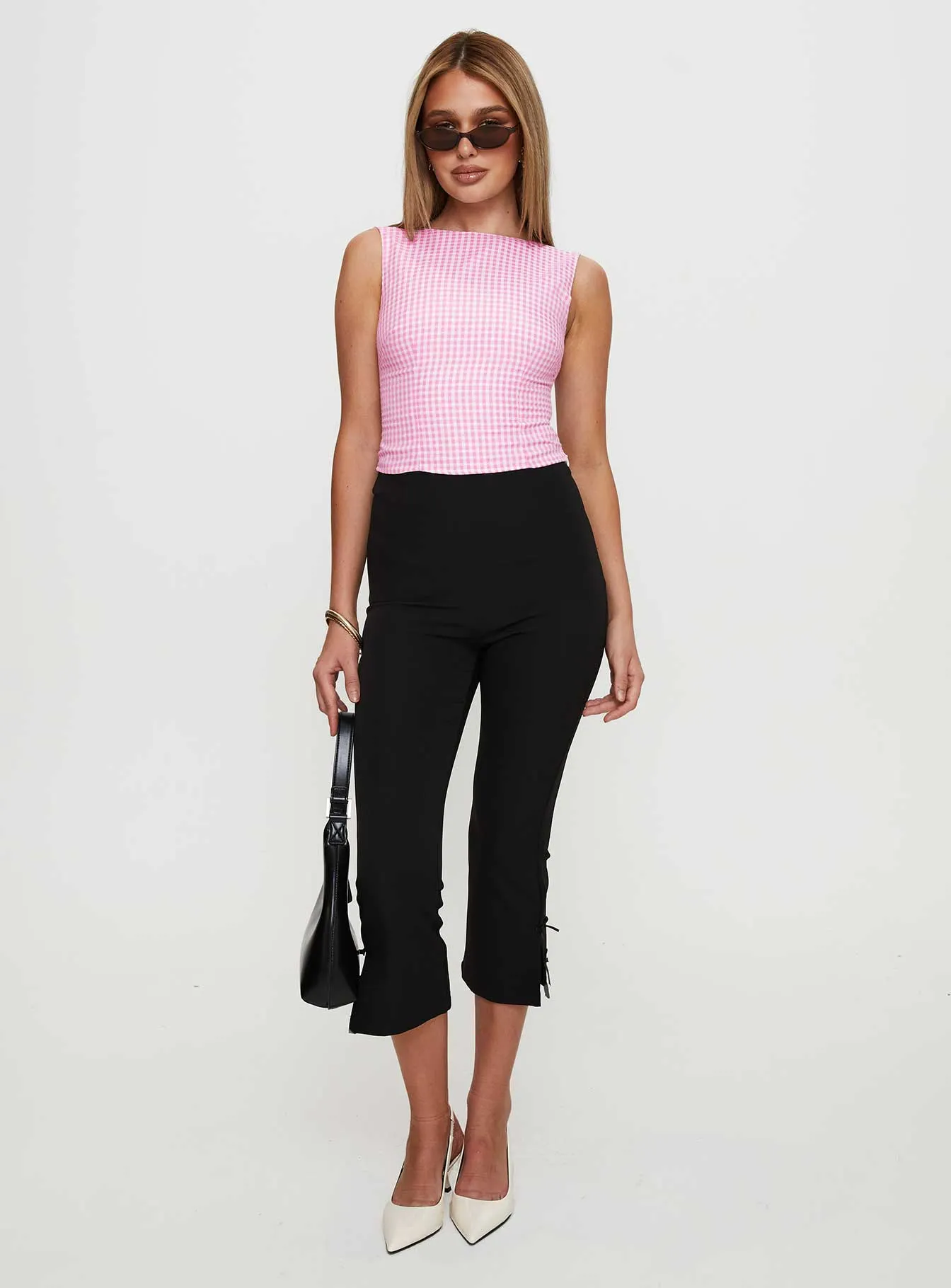 Monterrey Backless Bow Detail Top Pink Gingham sold by Princess Polly product image thumbnail 3
