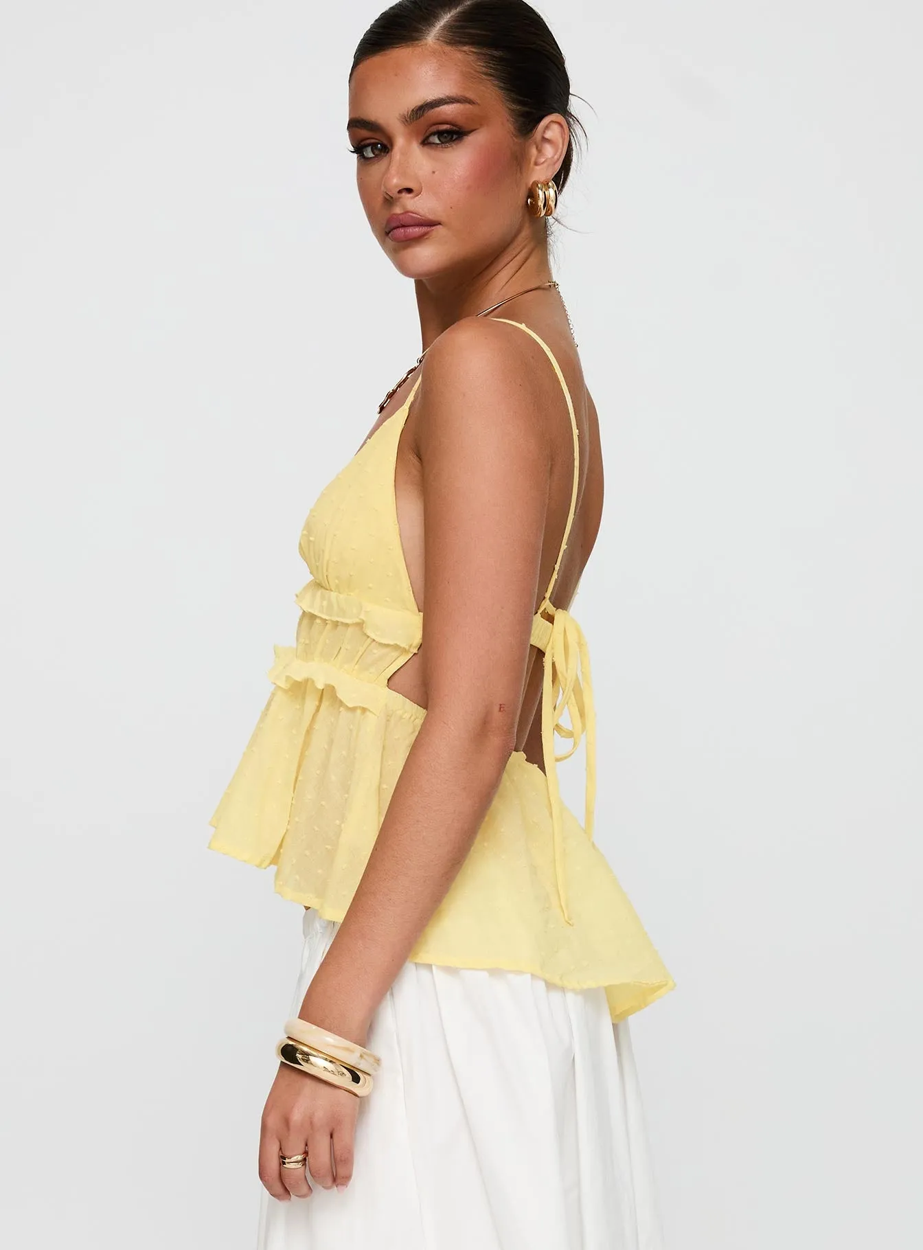 Blondelle Frill Detail Top Yellow sold by Princess Polly product image thumbnail 4