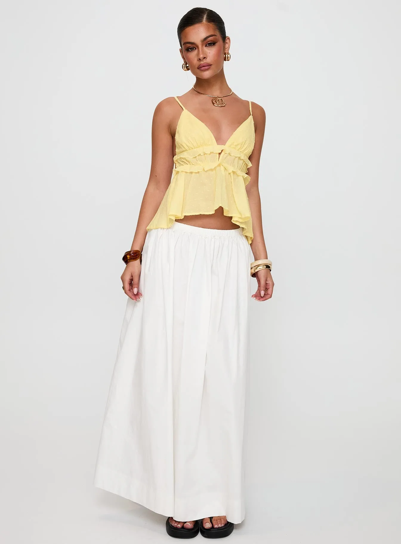 Blondelle Frill Detail Top Yellow sold by Princess Polly product image thumbnail 3