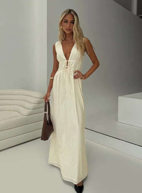 Pokey Maxi Dress Cream / Polka Dot sold by Princess Polly