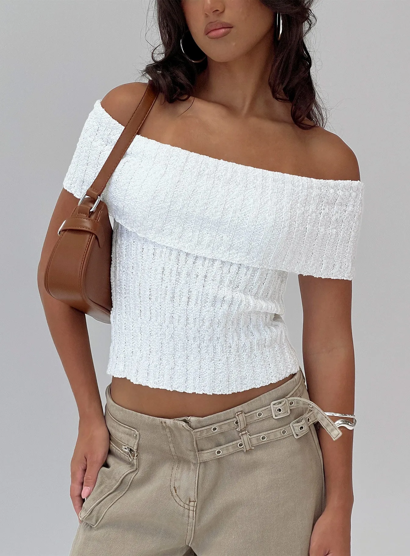 Murmur Off Shoulder Top White sold by Princess Polly