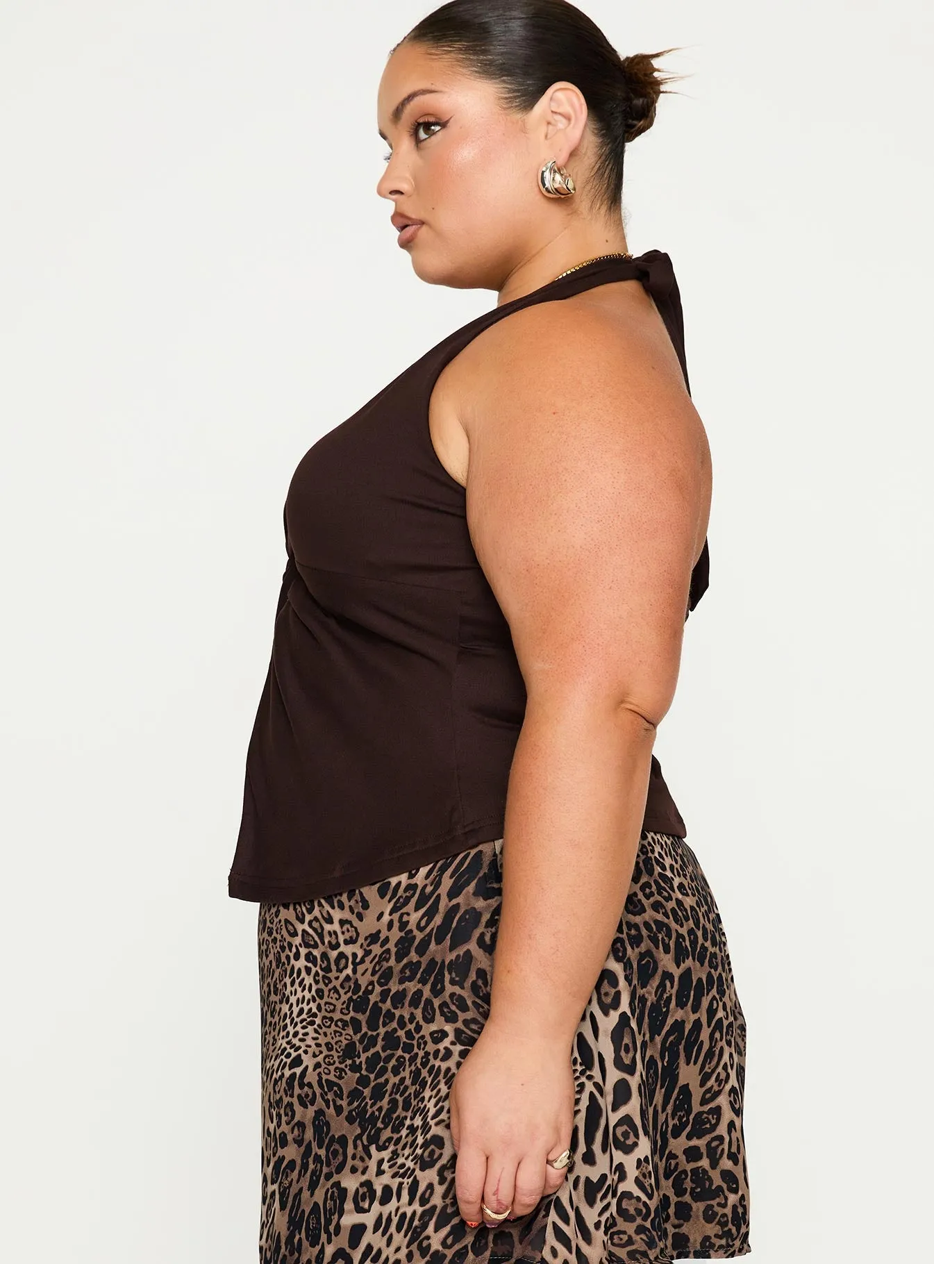 No Hard Feelings Twist Top Brown Curve sold by Princess Polly product image thumbnail 4