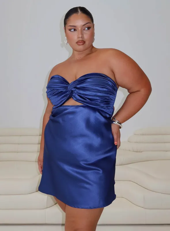 Shellie Mini Dress Blue Curve sold by Princess Polly