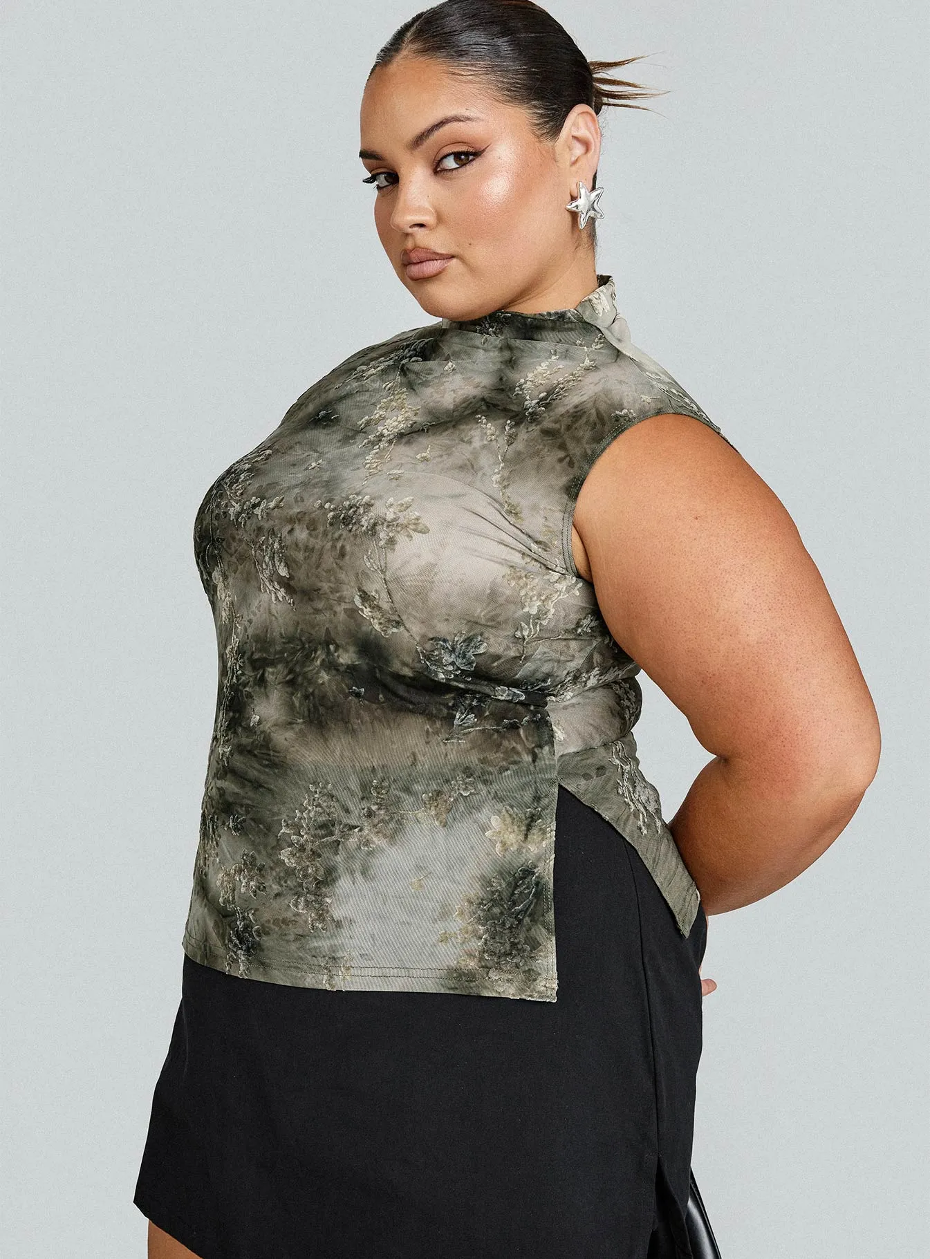 Nights All Alone High Neck Top Multi Curve sold by Princess Polly