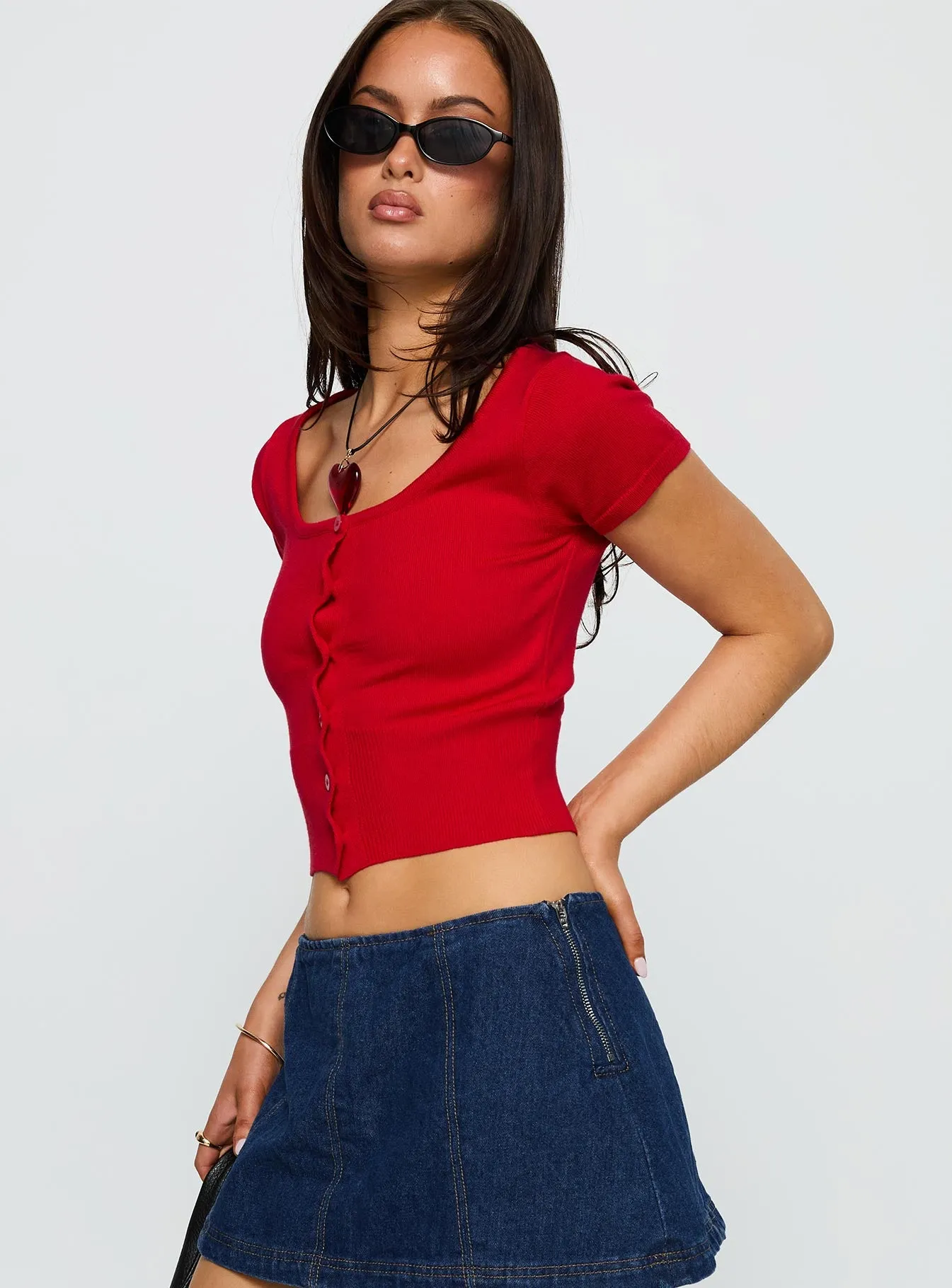 Pretty Sweet Button Up Top Red sold by Princess Polly product image thumbnail 4