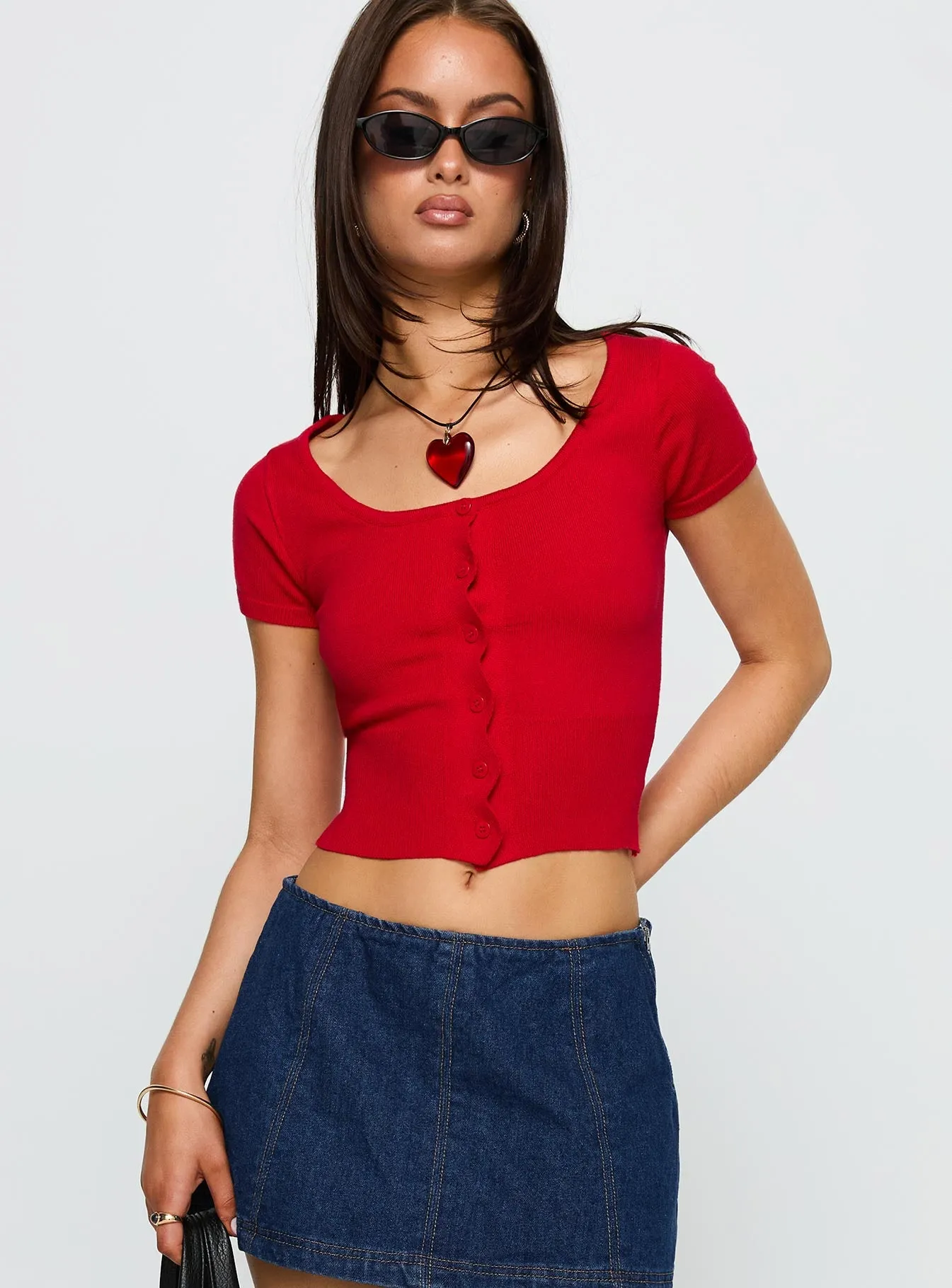 Pretty Sweet Button Up Top Red sold by Princess Polly product image thumbnail 2