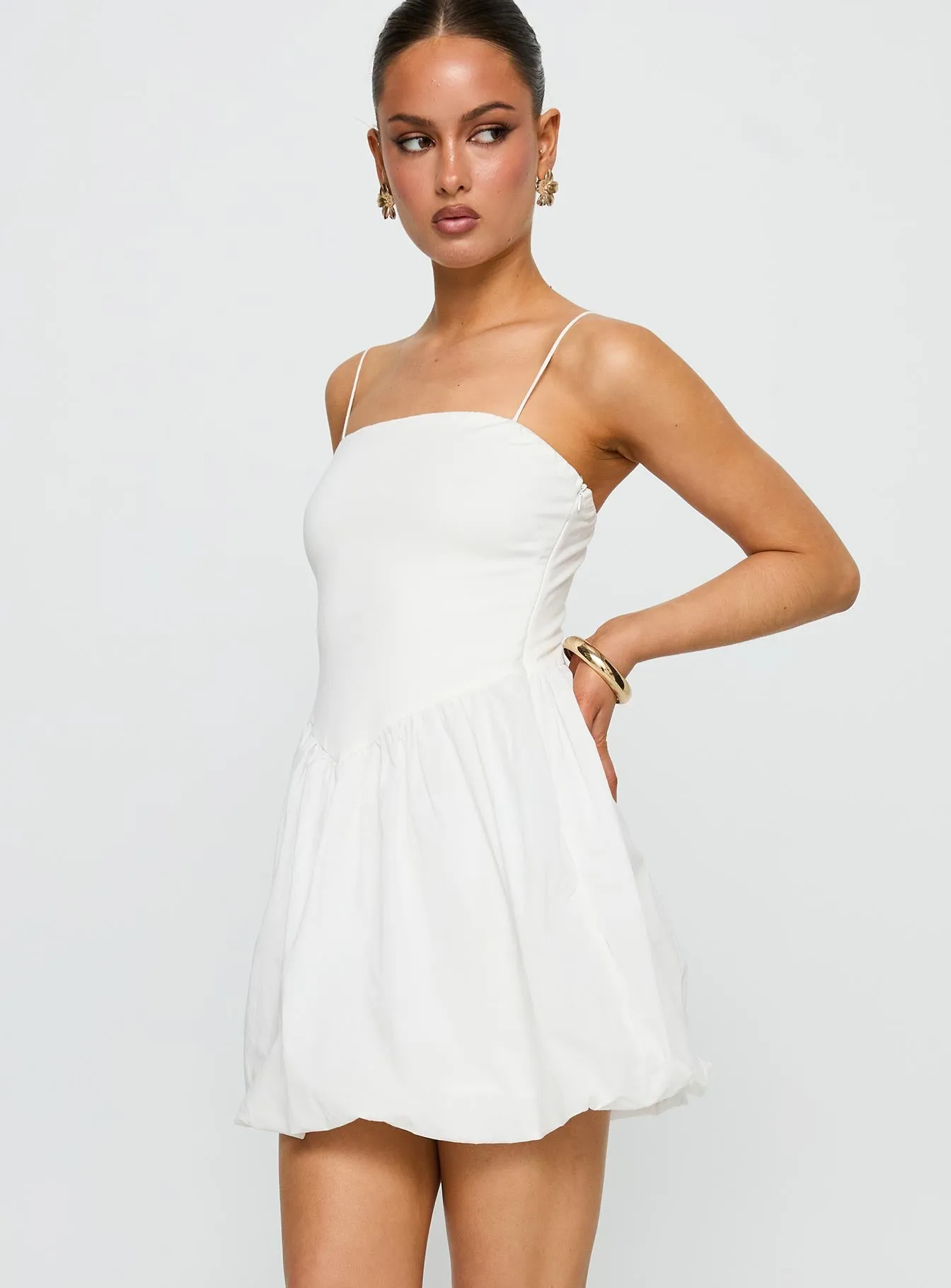 Vista Amora Bubble Hem Mini Dress White sold by Princess Polly product image thumbnail 4