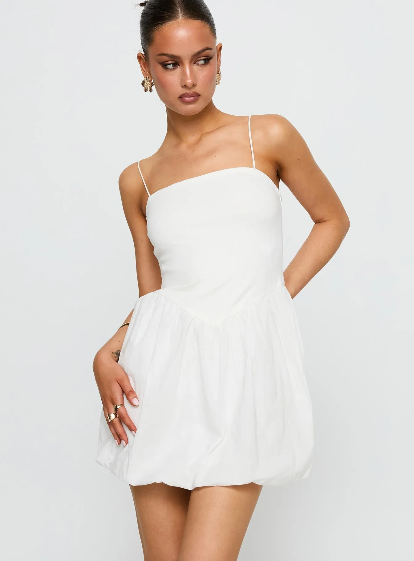 Vista Amora Bubble Hem Mini Dress White sold by Princess Polly product image thumbnail 2