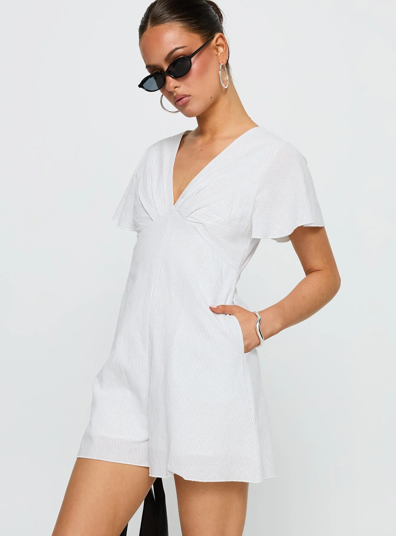 Full Of Strangers Playsuit White Stripe sold by Princess Polly product image thumbnail 4
