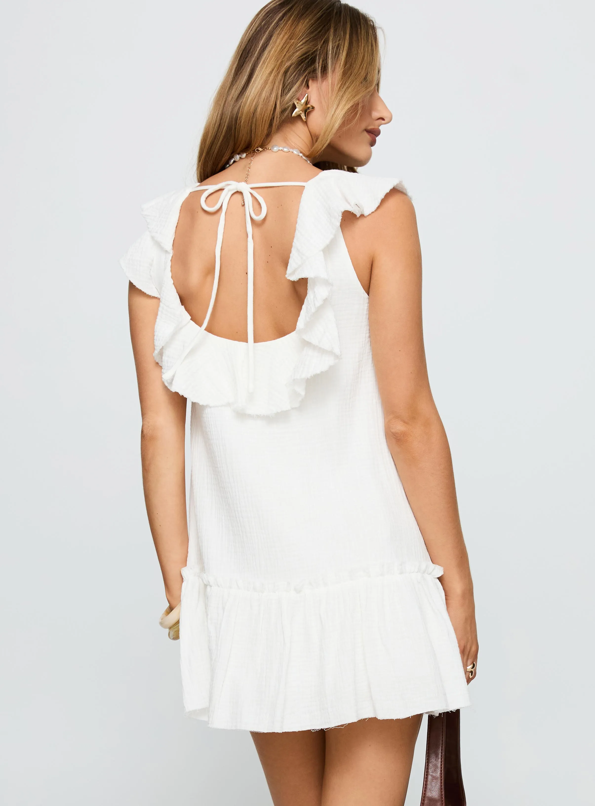 Alicen Frill Mini Dress White sold by Princess Polly product image thumbnail 5