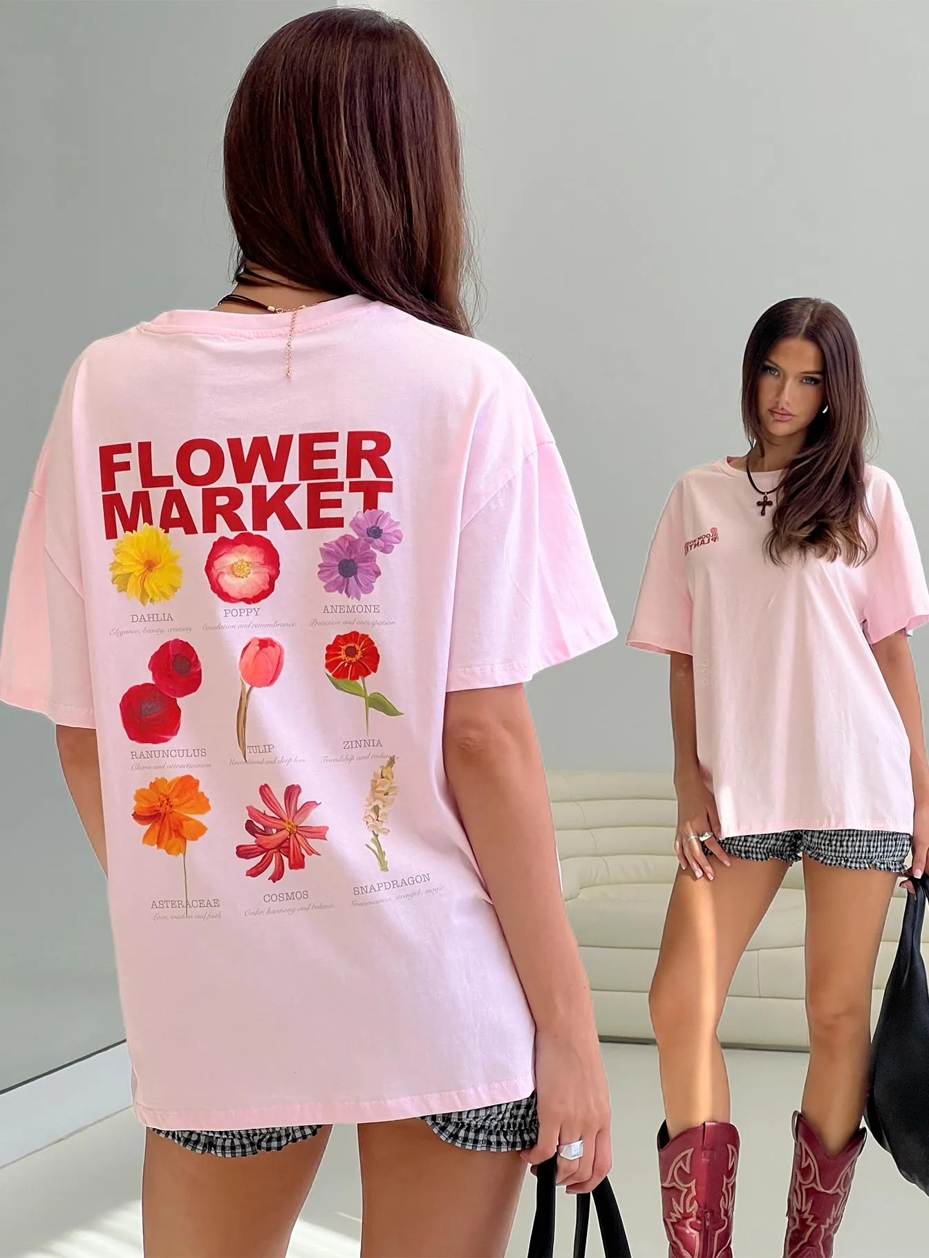 Flower Chart Oversized Tee Pink sold by Princess Polly