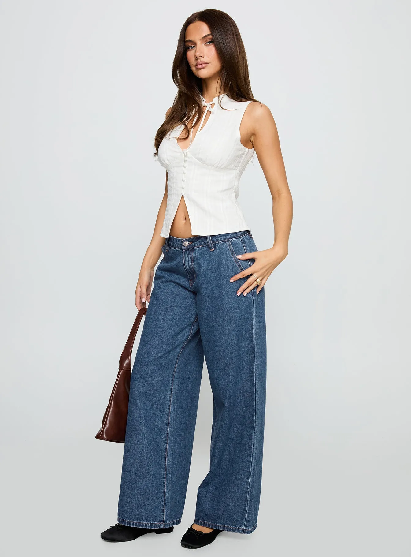 Hyde Low Rise Wide Leg Jeans Mid Blue sold by Princess Polly product image thumbnail 3