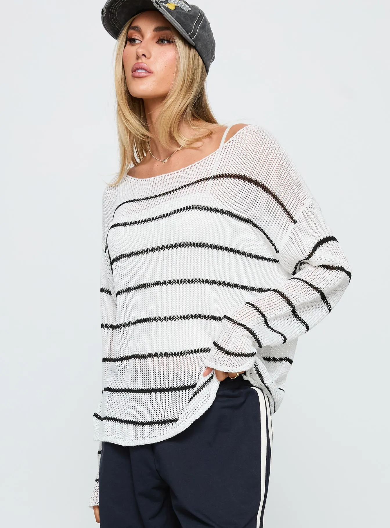 Alperton Knit Sweater Cream Stripe sold by Princess Polly product image thumbnail 4