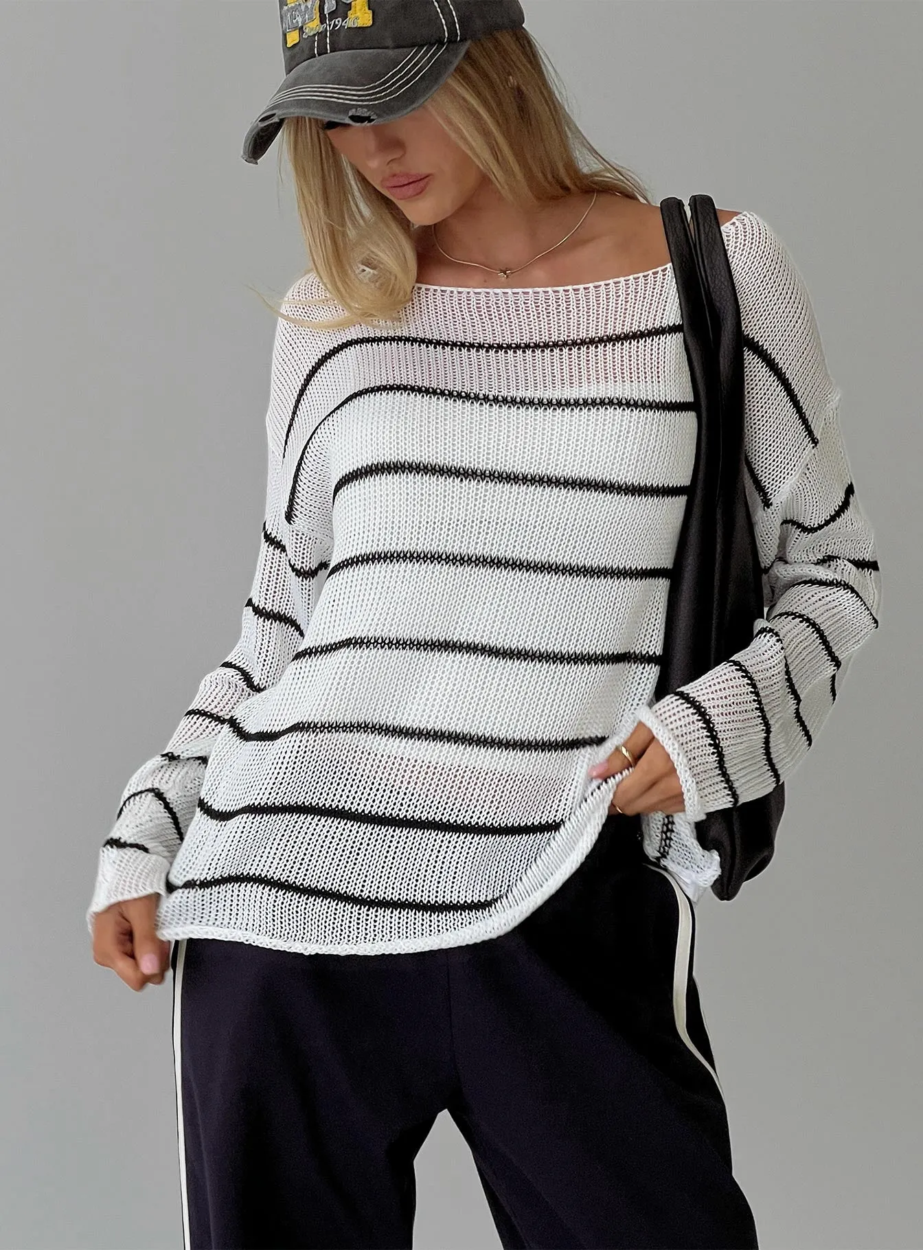 Alperton Knit Sweater Cream Stripe sold by Princess Polly