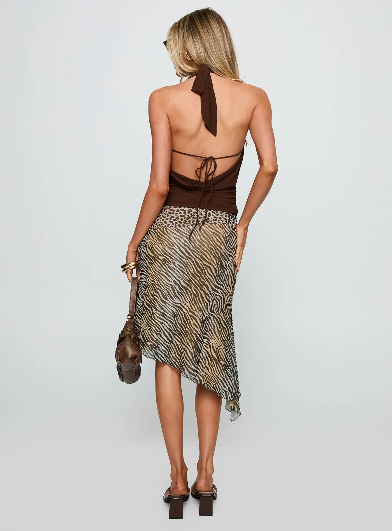 Diora Asymmetrical Midi Skirt Animal Print sold by Princess Polly product image thumbnail 5