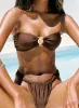 Summer Season Ruched Side Bikini Bottoms Brown sold by Princess Polly