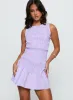 Home Grown Shirred Mini Dress Lilac Stripe sold by Princess Polly