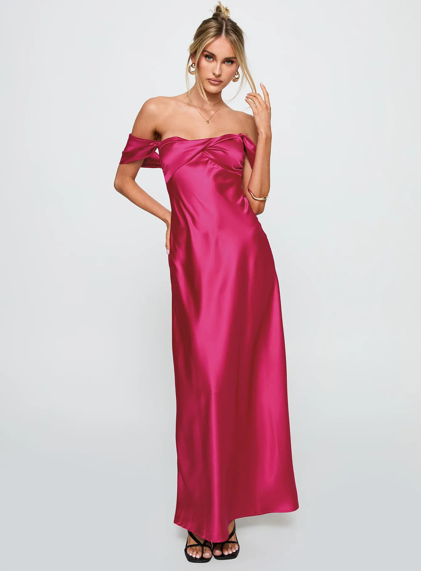 Live For You Off The Shoulder Maxi Dress Hot Pink sold by Princess Polly product image thumbnail 3