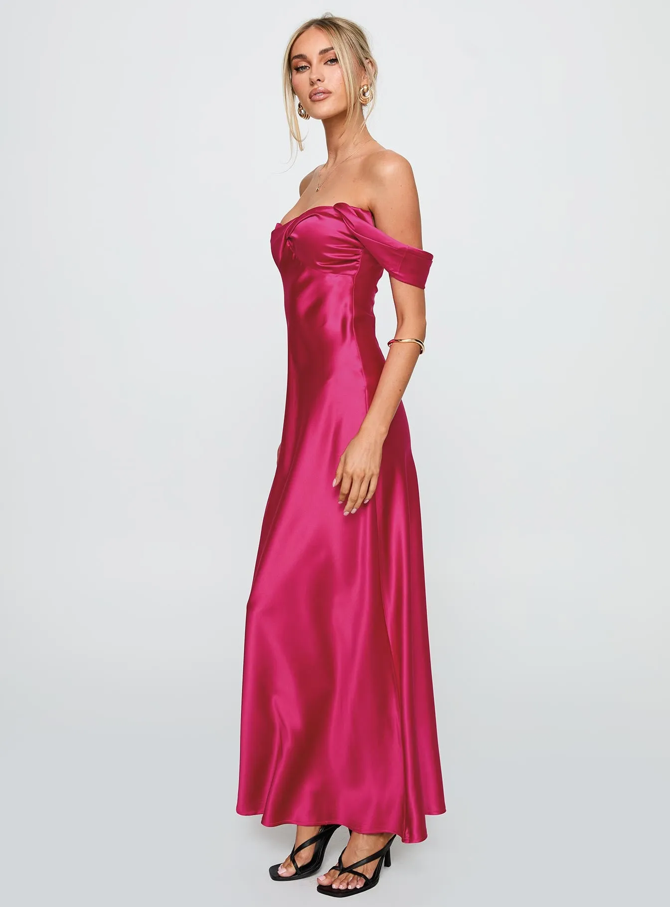 Live For You Off The Shoulder Maxi Dress Hot Pink sold by Princess Polly product image thumbnail 4