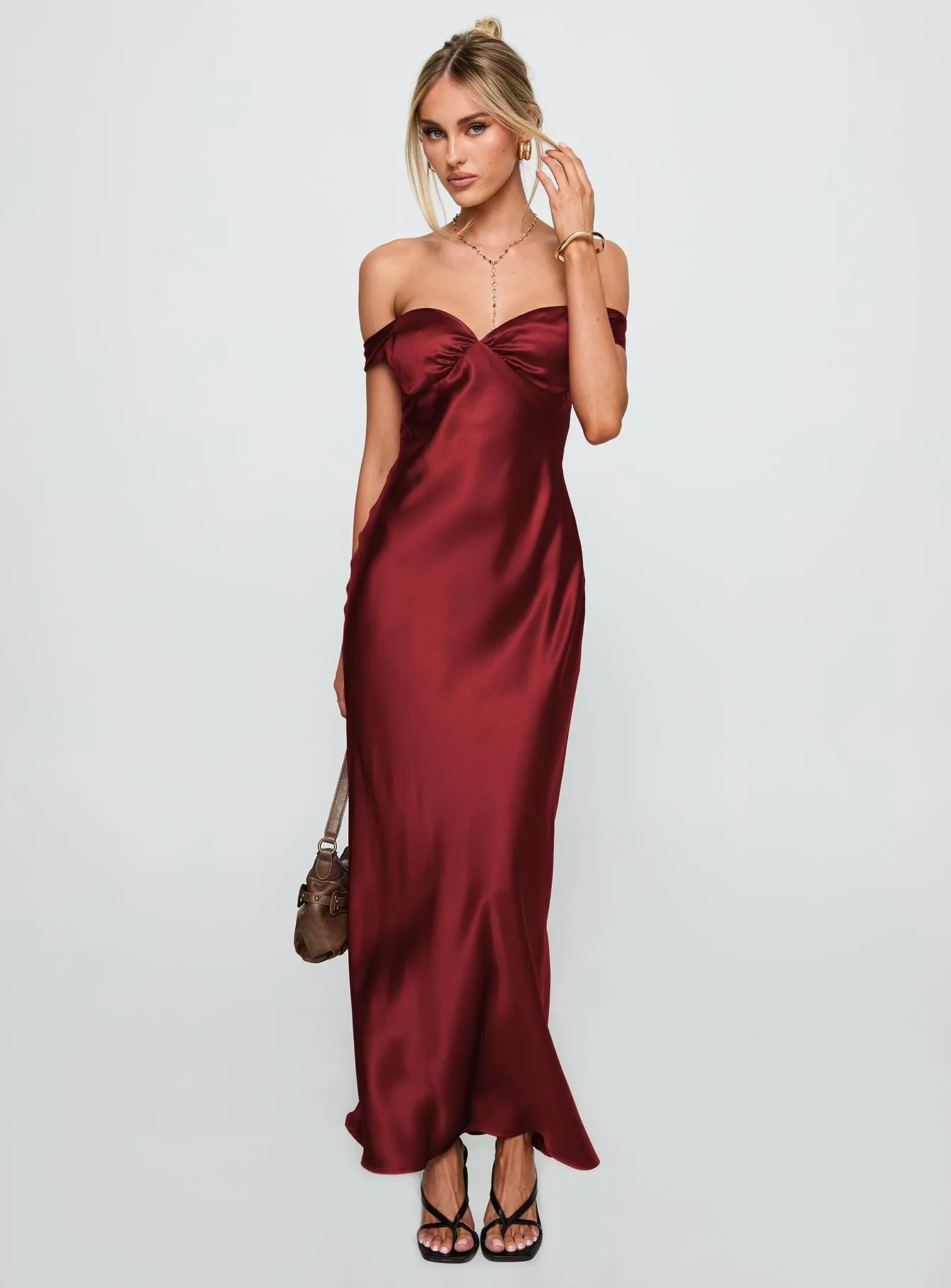 Heartthrobs Off The Shoulder Maxi Dress Red sold by Princess Polly product image thumbnail 3