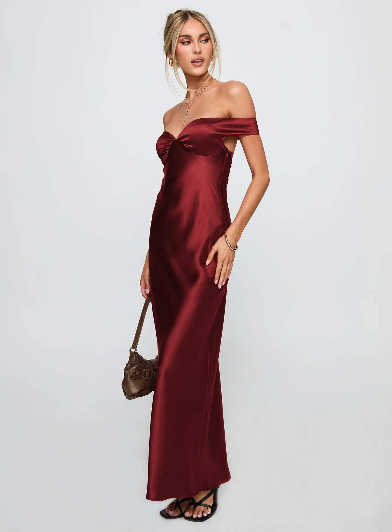 Heartthrobs Off The Shoulder Maxi Dress Red sold by Princess Polly product image thumbnail 4