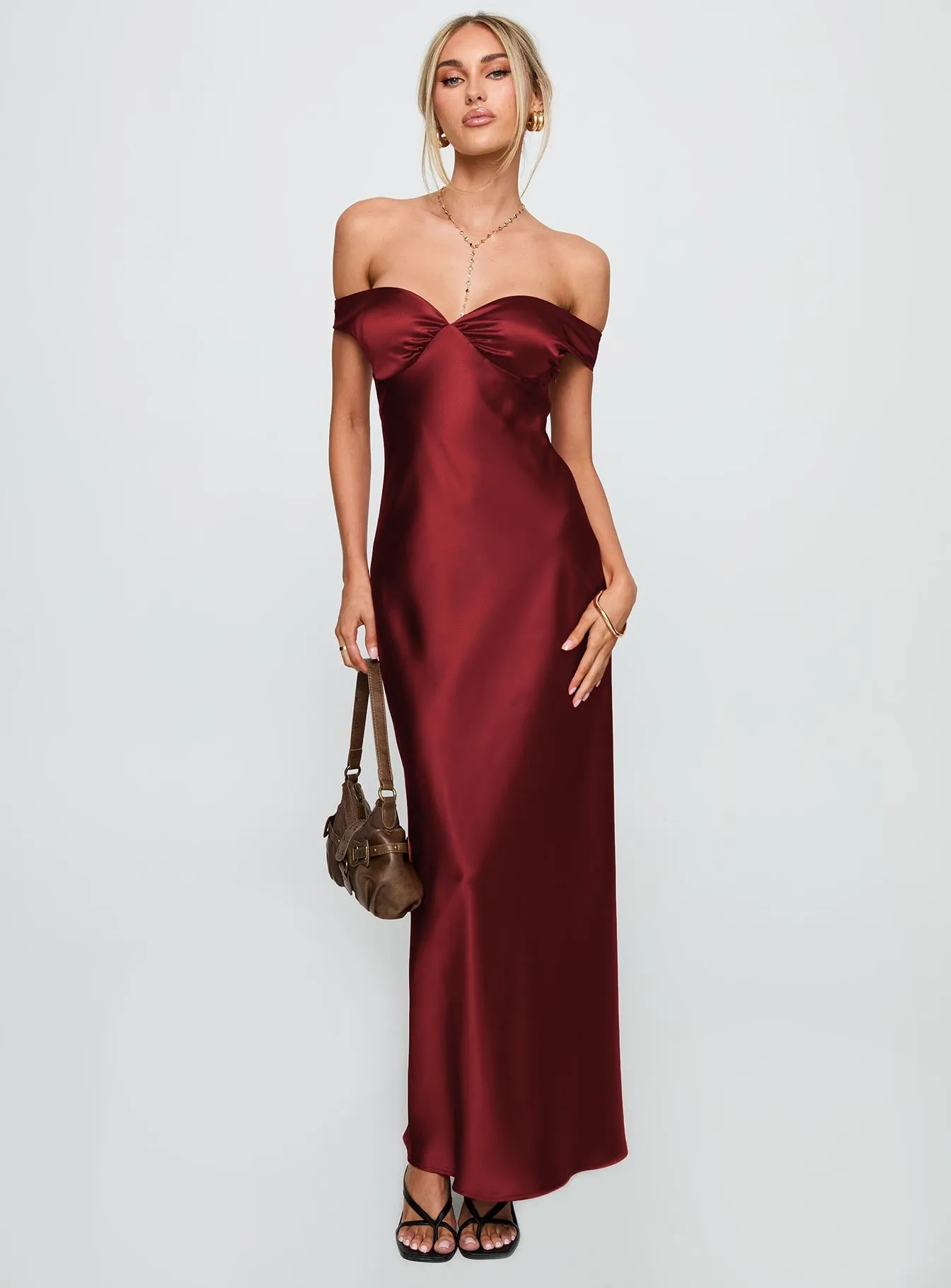 Heartthrobs Off The Shoulder Maxi Dress Red sold by Princess Polly product image thumbnail 2