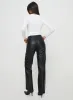 Benner Low Waist Wide Leg Faux Leather Pants Black sold by Princess Polly