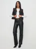 Benner Low Waist Wide Leg Faux Leather Pants Black sold by Princess Polly