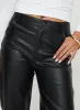 Benner Low Waist Wide Leg Faux Leather Pants Black sold by Princess Polly