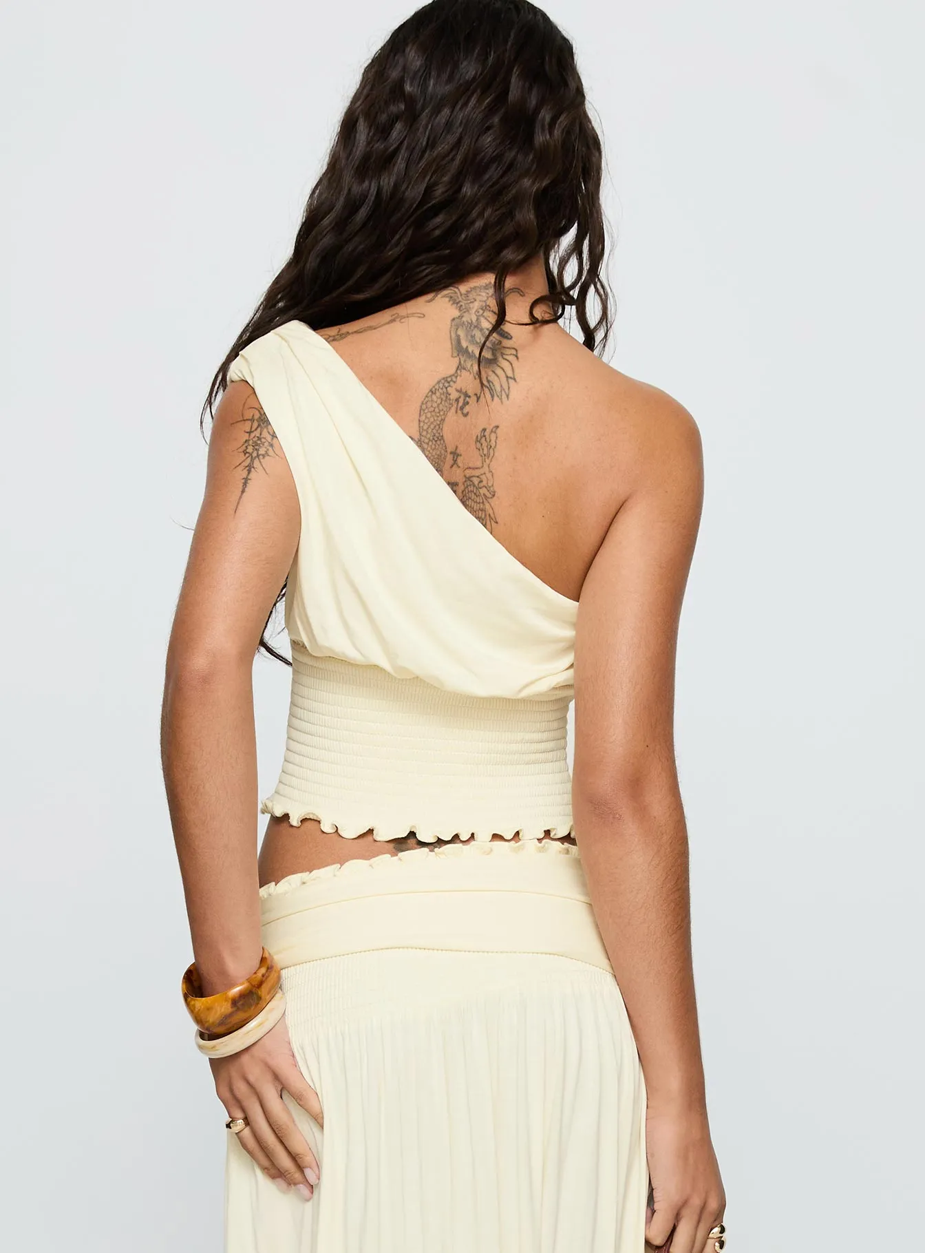 Full Orbit One Shoulder Top Cream sold by Princess Polly product image thumbnail 5