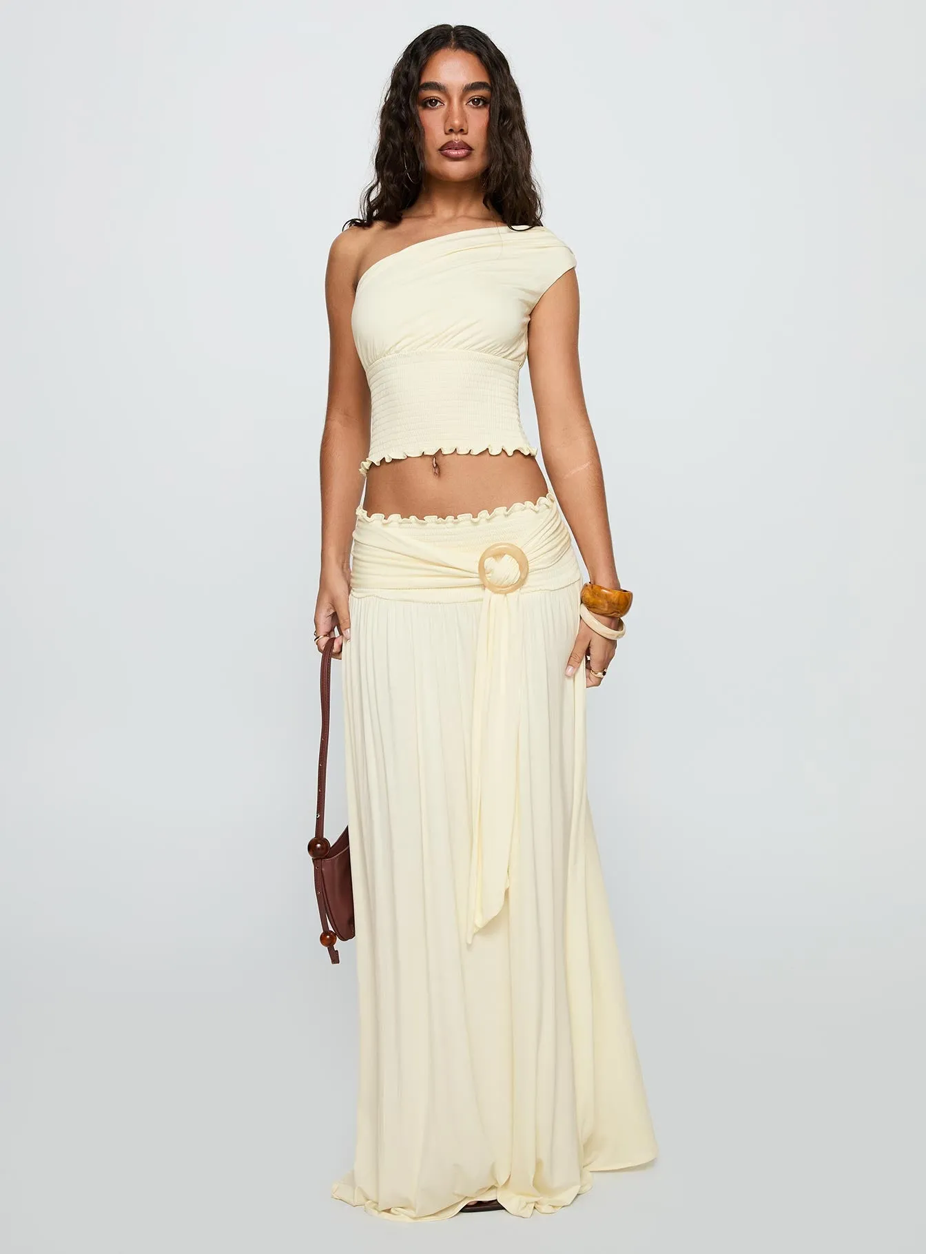 Full Orbit One Shoulder Top Cream sold by Princess Polly product image thumbnail 3
