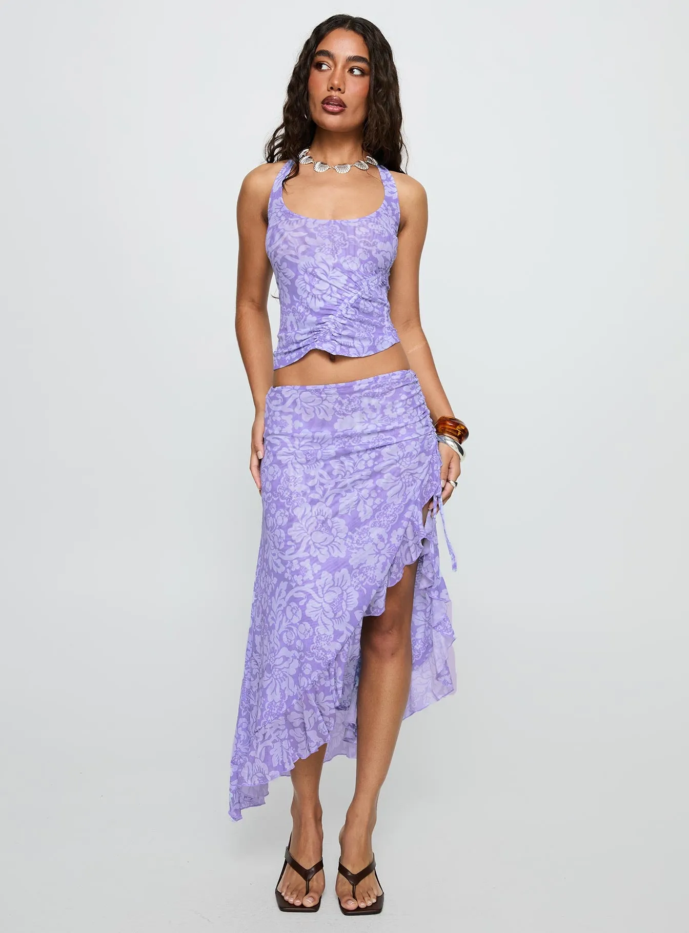 Rains And Pours Mesh Set Purple Floral sold by Princess Polly product image thumbnail 2