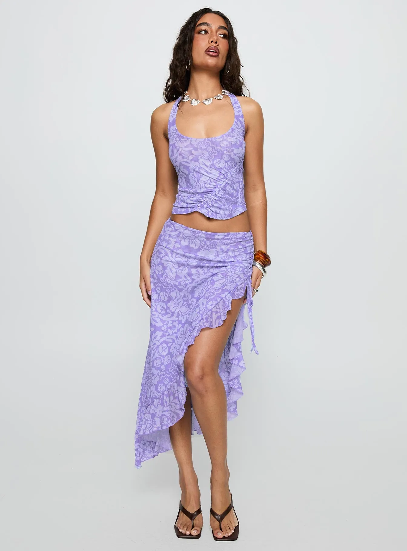 Rains And Pours Mesh Set Purple Floral sold by Princess Polly product image thumbnail 3