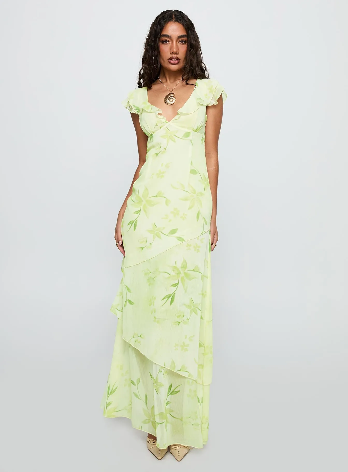 Been Away Frill Maxi Dress Green Multi sold by Princess Polly product image thumbnail 2