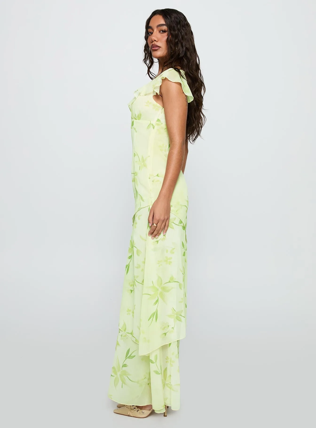 Been Away Frill Maxi Dress Green Multi sold by Princess Polly product image thumbnail 4