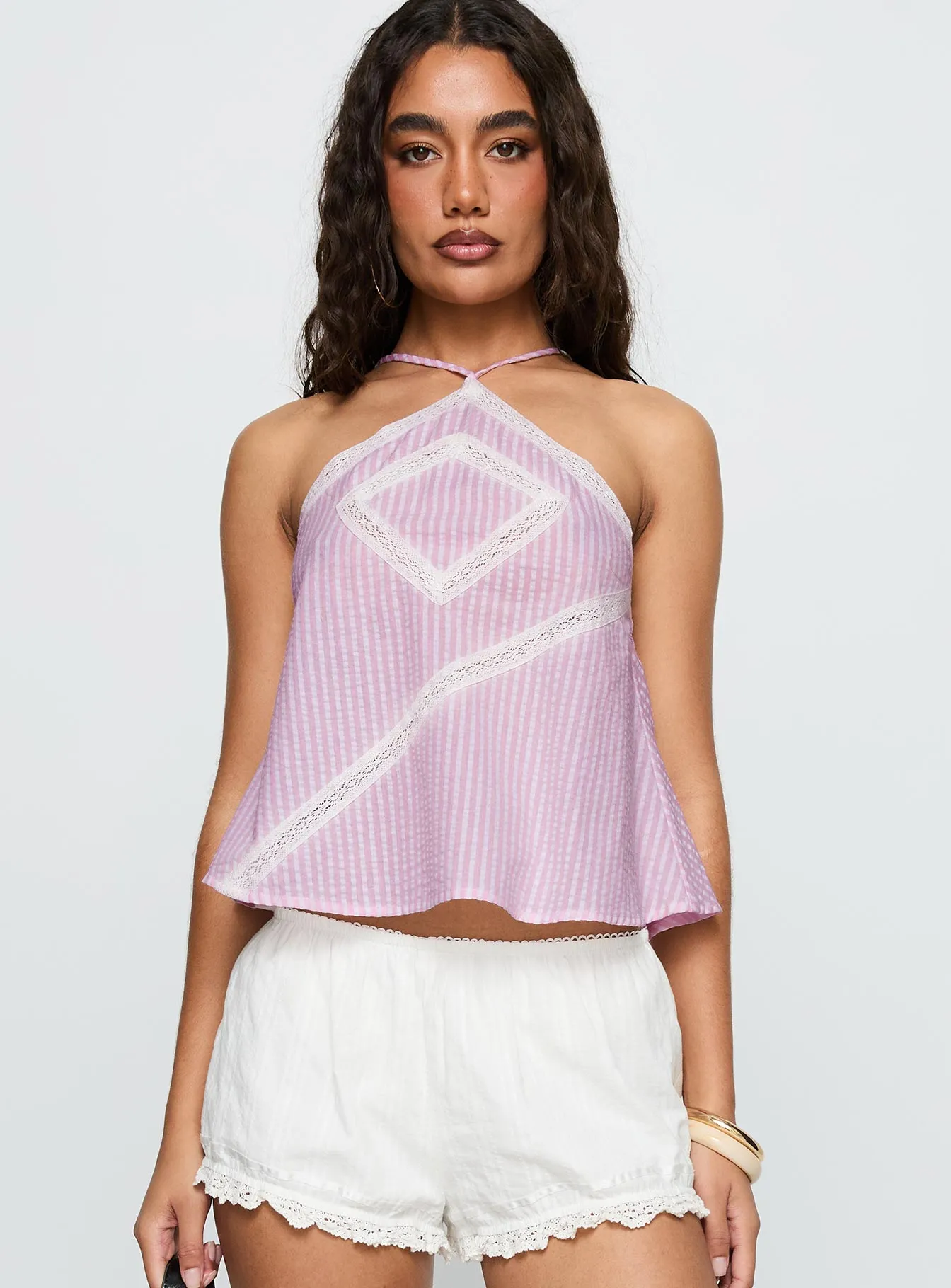Jezabele Halter Top Pink Stripe sold by Princess Polly product image thumbnail 2