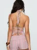 Electric Night Halter Tie Back Top Pink Stripe sold by Princess Polly