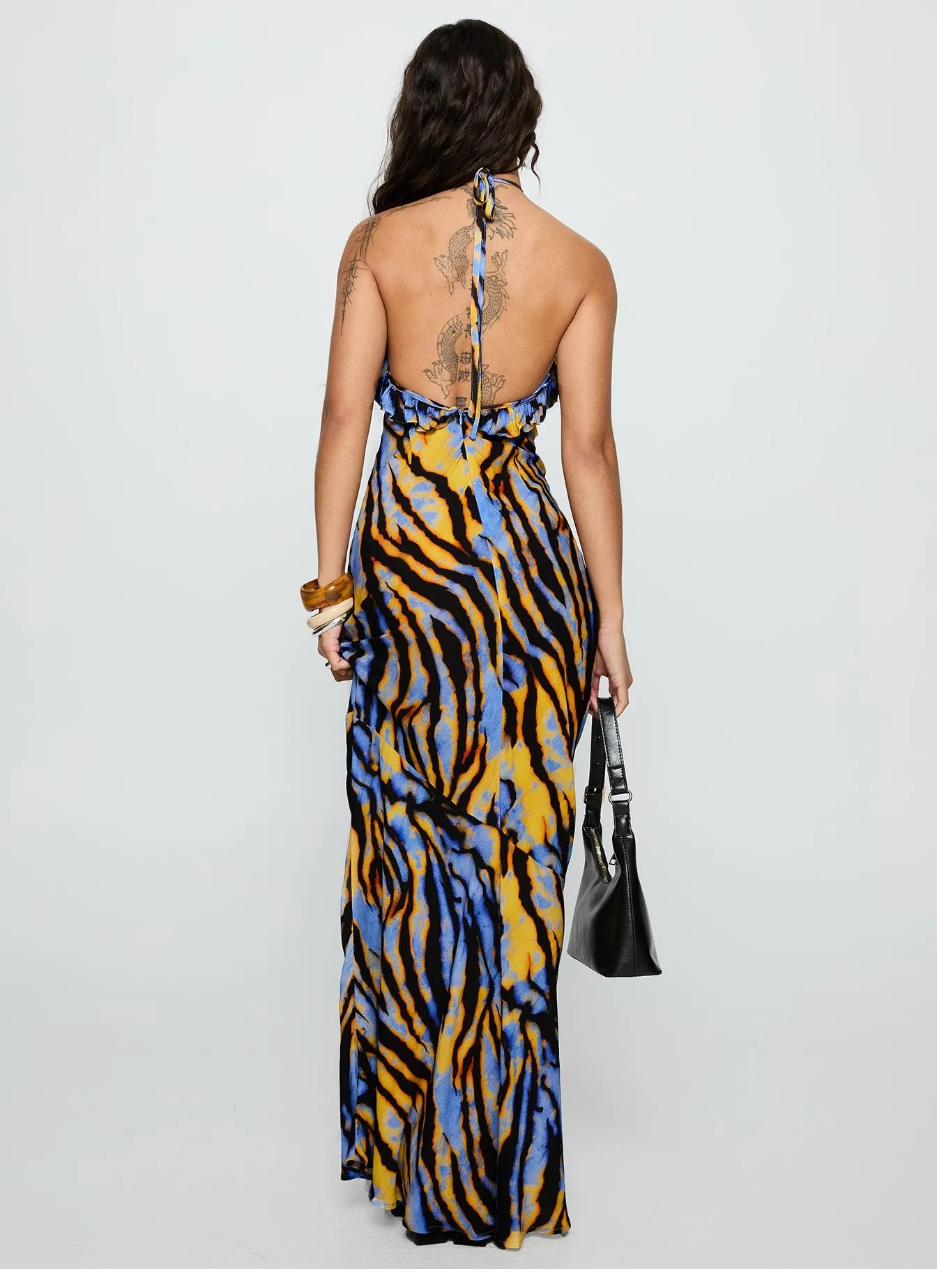 Virginia Beach Backless Maxi Dress Blue Zebra sold by Princess Polly product image thumbnail 5