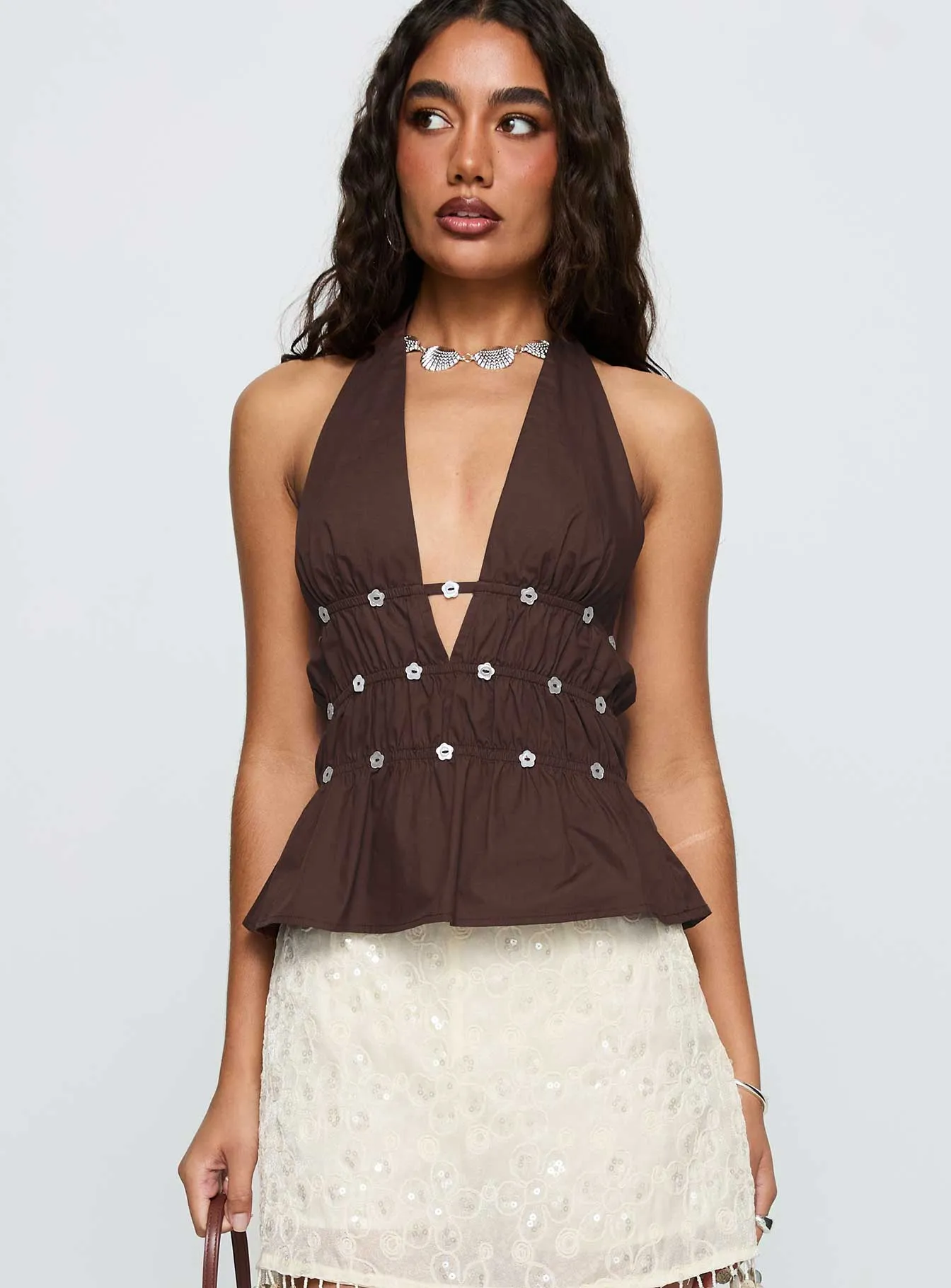 Movies End Halter Top Brown sold by Princess Polly product image thumbnail 2