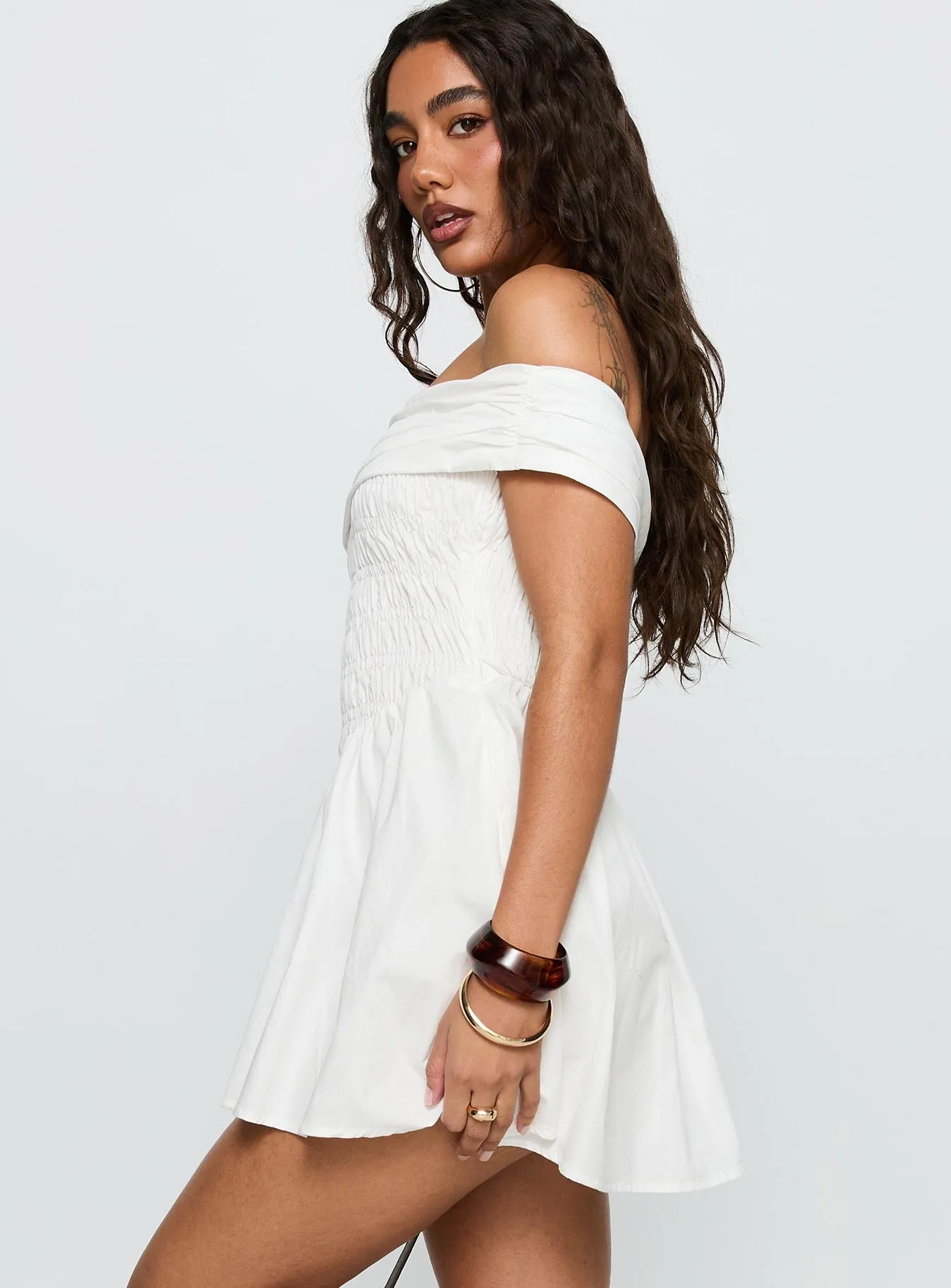 Fruitful Off Shoulder Mini Dress White sold by Princess Polly product image thumbnail 4