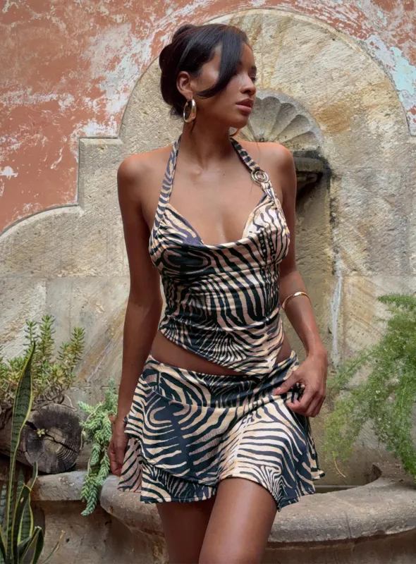 Where Were You Mini Skirt Tiger sold by Princess Polly