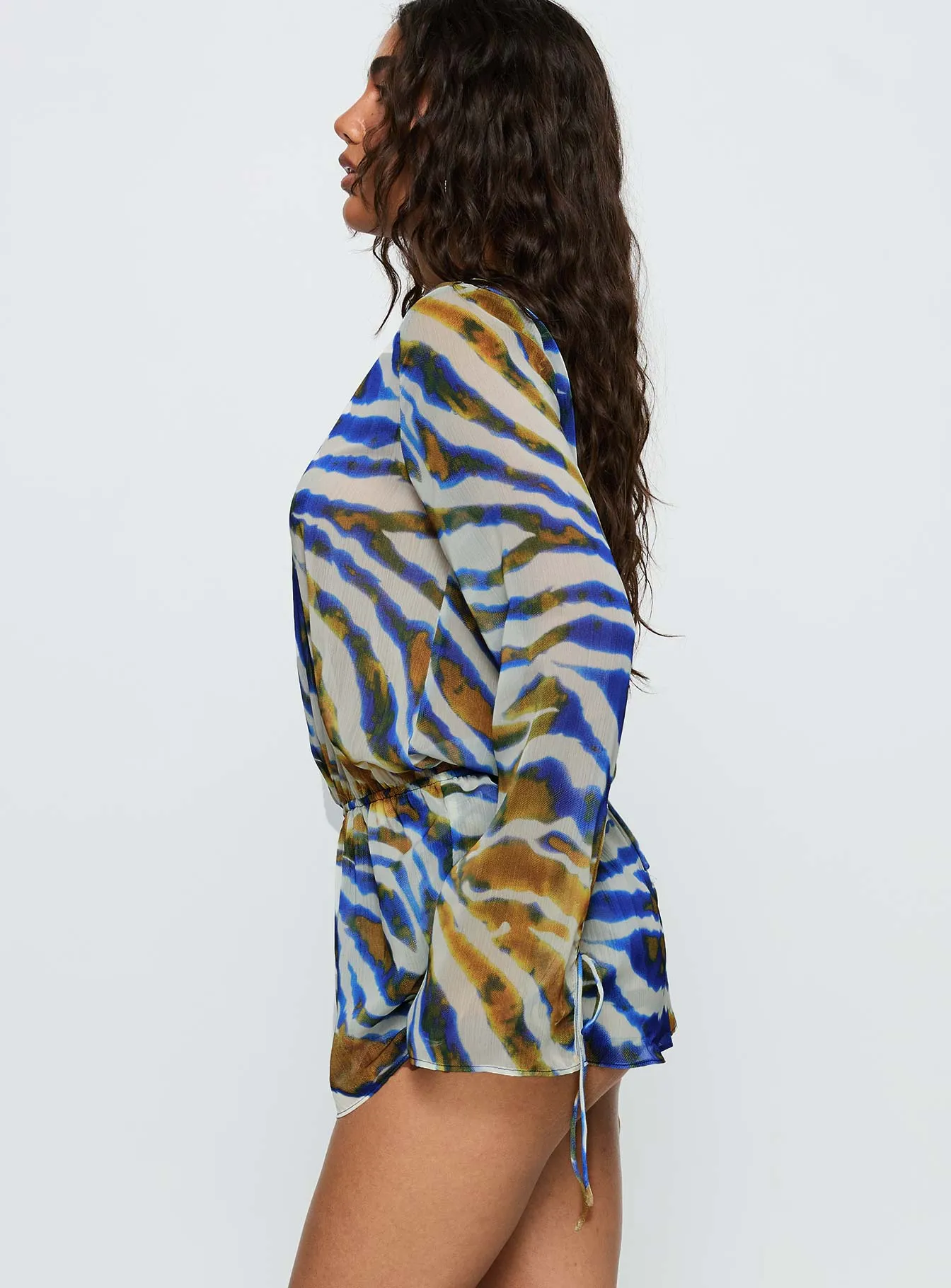 Get Closer Backless Romper Blue Zebra sold by Princess Polly product image thumbnail 4