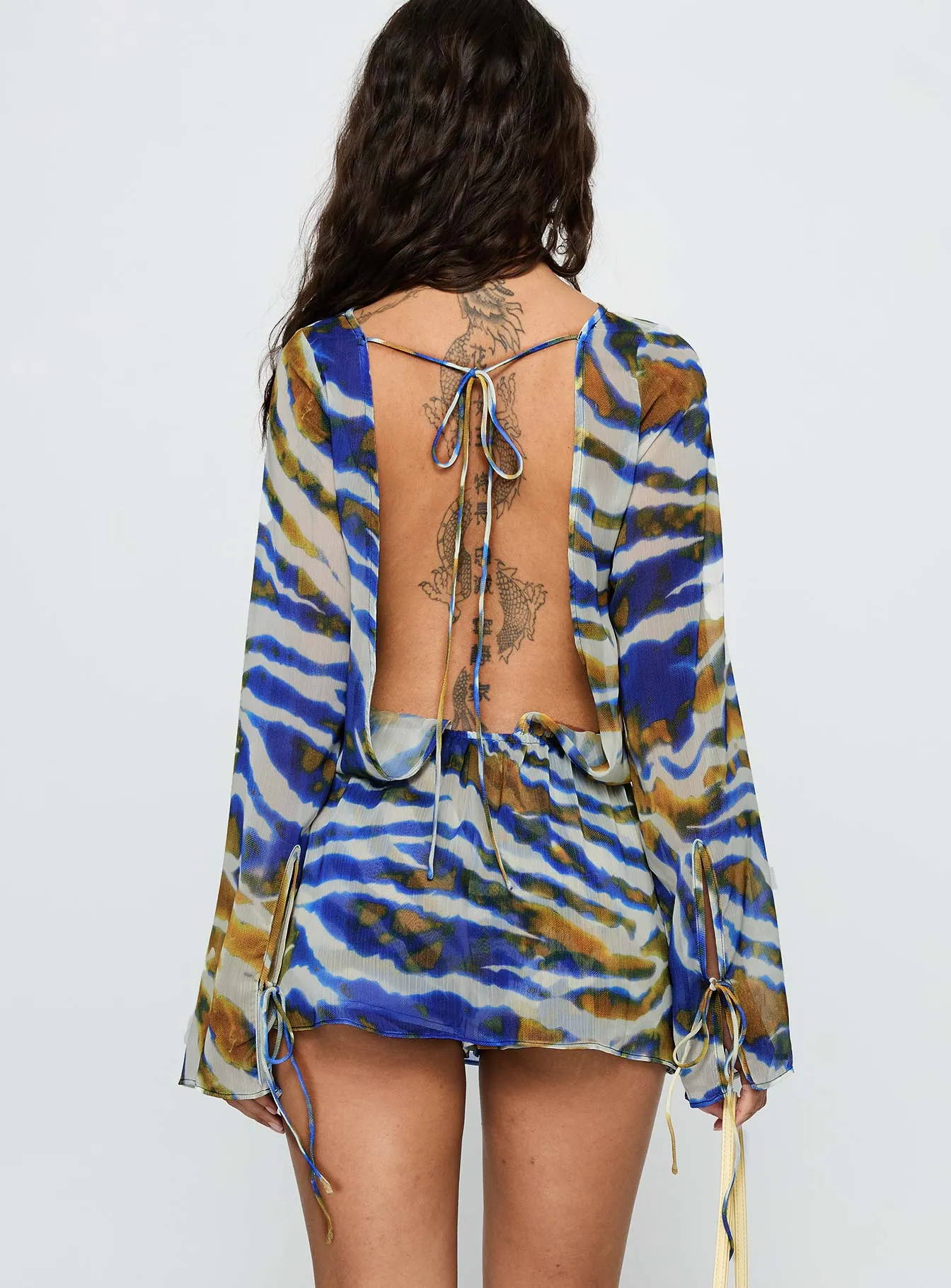 Get Closer Backless Romper Blue Zebra sold by Princess Polly product image thumbnail 5
