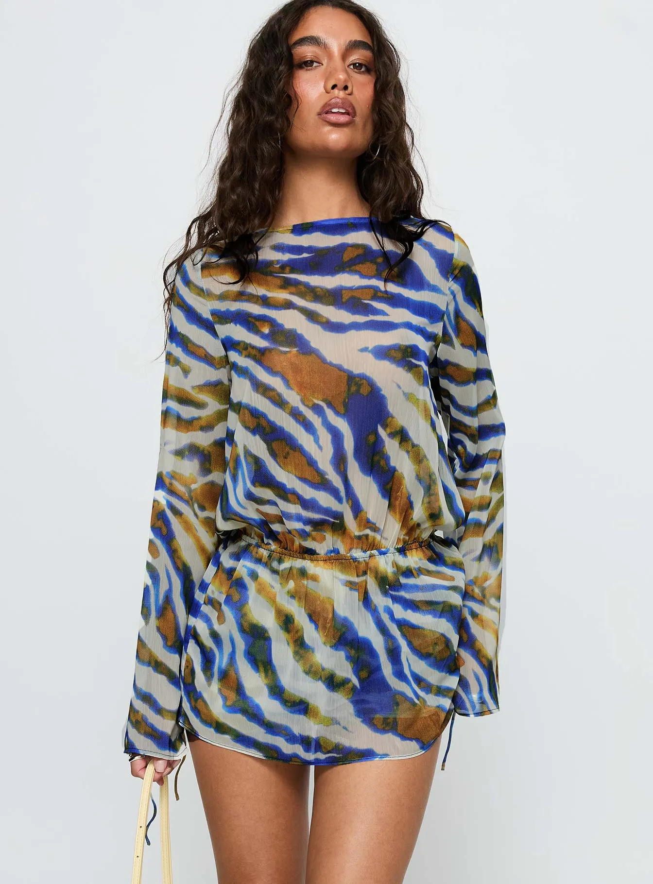 Get Closer Backless Romper Blue Zebra sold by Princess Polly product image thumbnail 2
