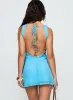 Dorian Open Back Mini Dress Blue sold by Princess Polly