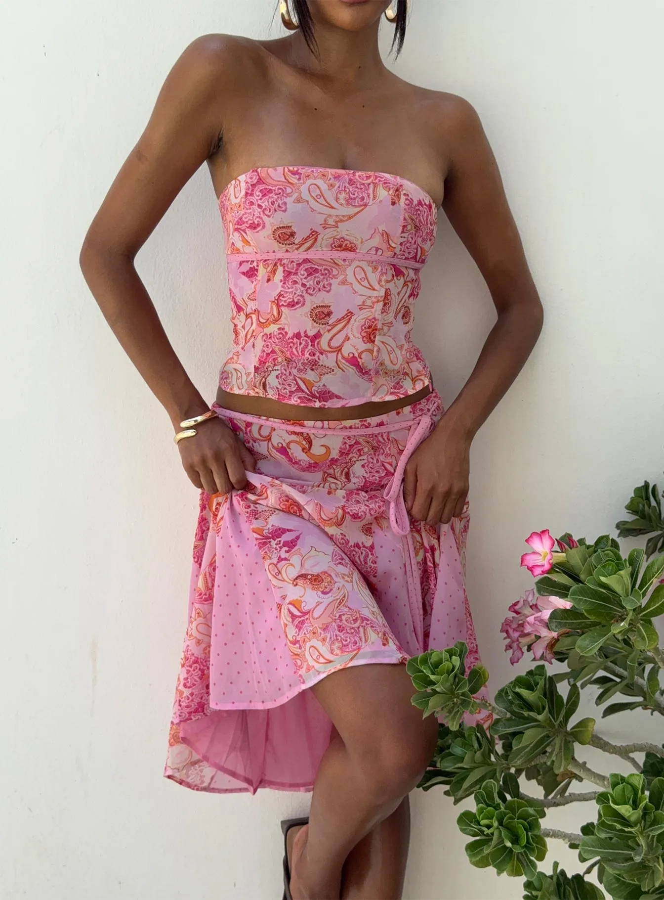 Tipsy Midi Skirt Pink Paisley sold by Princess Polly product image thumbnail 4