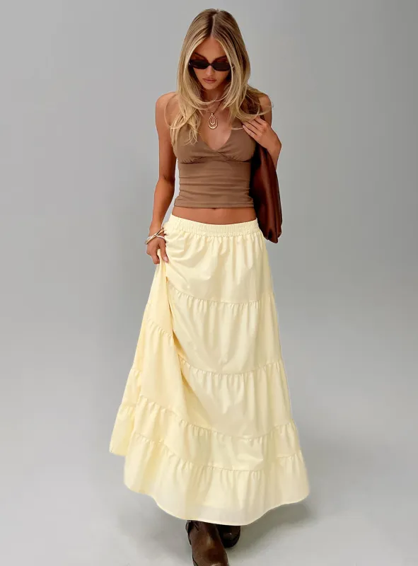 Garden Party Maxi Skirt Lemon sold by Princess Polly