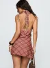 Laraline Halter Mini Dress Red Check sold by Princess Polly