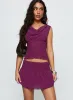 I Belong Shirred Mini Skirt Wine sold by Princess Polly